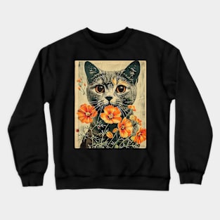 Scottish Fold Cat Flowers Photo Funny Cat Lover Gift Idea Crewneck Sweatshirt